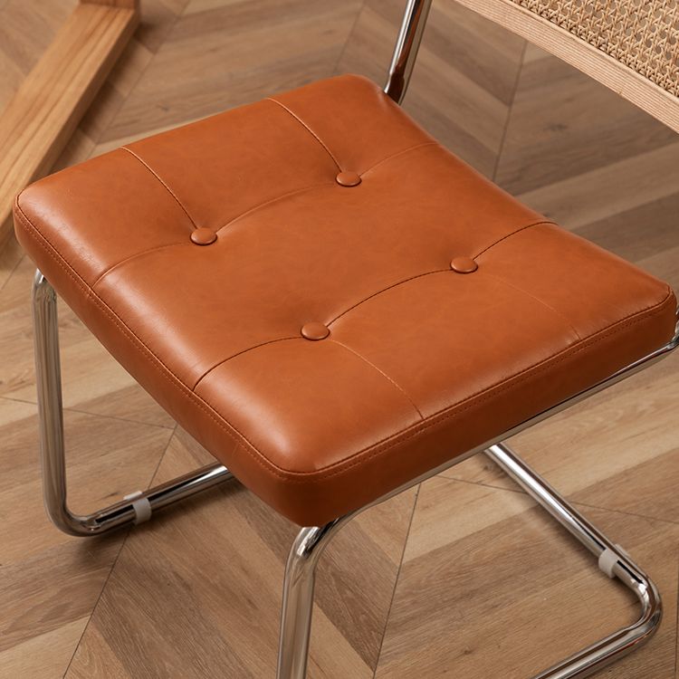 Leather Side Chair Industrial Metal Base Dining Chair for Home Use