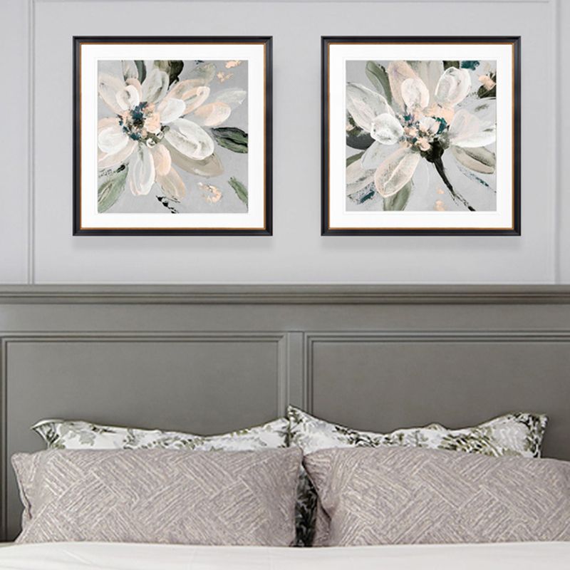Contemporary Bloomy Flower Canvas Print Textured Soft Color Painting for Home Interior