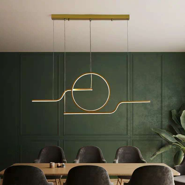 Geometric Island Lighting Modern Metal 3 Light Island Chandelier with Acrylic Shade