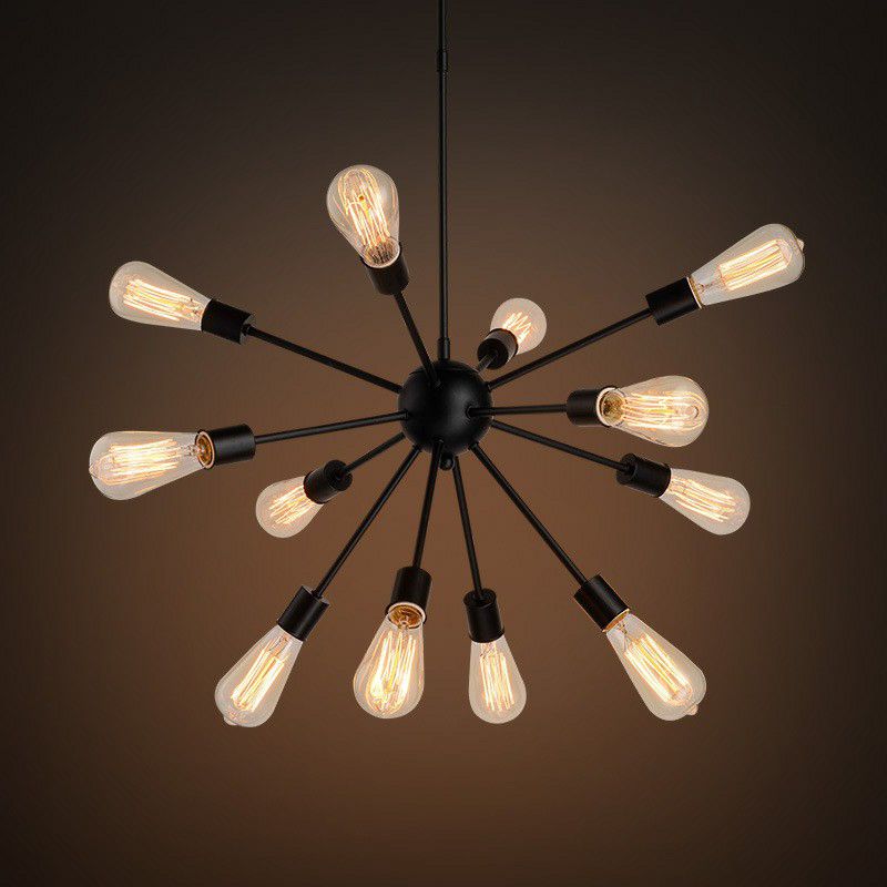 Sputnik Bar Hanging Light Industrial Metal Black Finish Chandelier Lighting Fixture