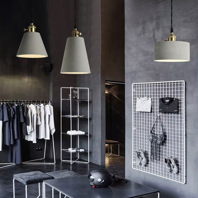 Gearceerde cement plafond suspensielamp moderne stijl grijze hanglampverlichting armatuur