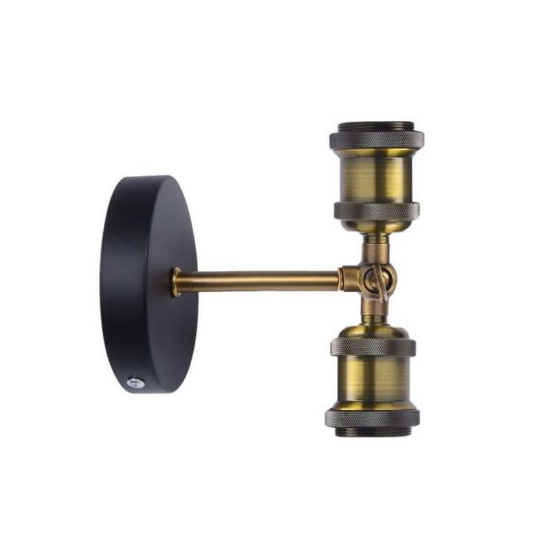 Lámpara de pared de la base de bulbo desnudo de latón anticipado metal industrial 1 cabezal de pared de la pared de garaje con giro