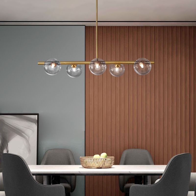 3/5/6-Light Golden Modern Kitchen Island Lighting Shaded Island Pendant Lighting