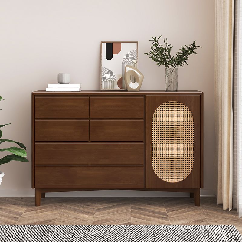 Contemporary Sideboard Cabinet Rubberwood Sideboard Table with Drawers for Living Room