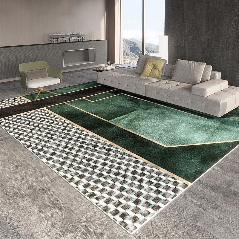 Élégant espace moderne Modèle géométrique Modèle Gray Rapier en polyester non glissant pour le salon