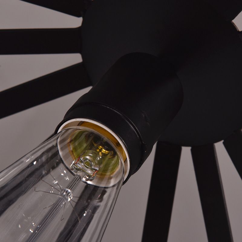 Trommelmetaal hanglamp industrieel 1 licht touw hangende lamp in zwart