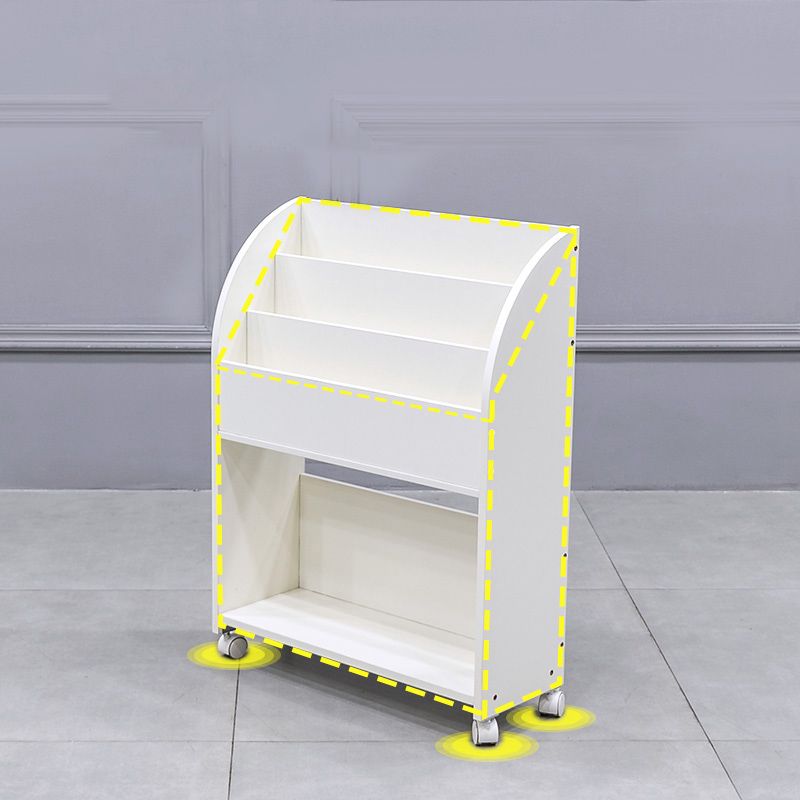 Contemporary Ladder Bookcase Manufactured Wood Bookshelf with Caster Wheels