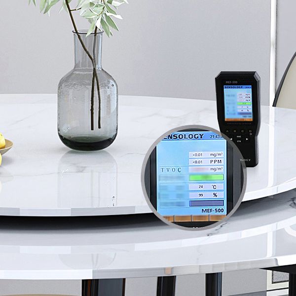 Mesa redonda de piedra contemporánea, mesa de comedor de altura estándar con base de pedestal