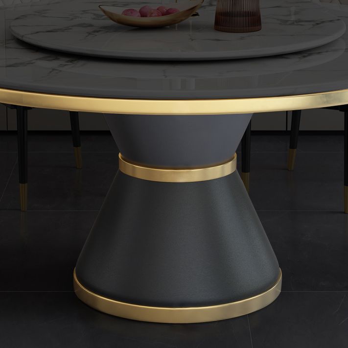 Round Modern Style Sintered Stone Dining Table Furniture with Metallic Base