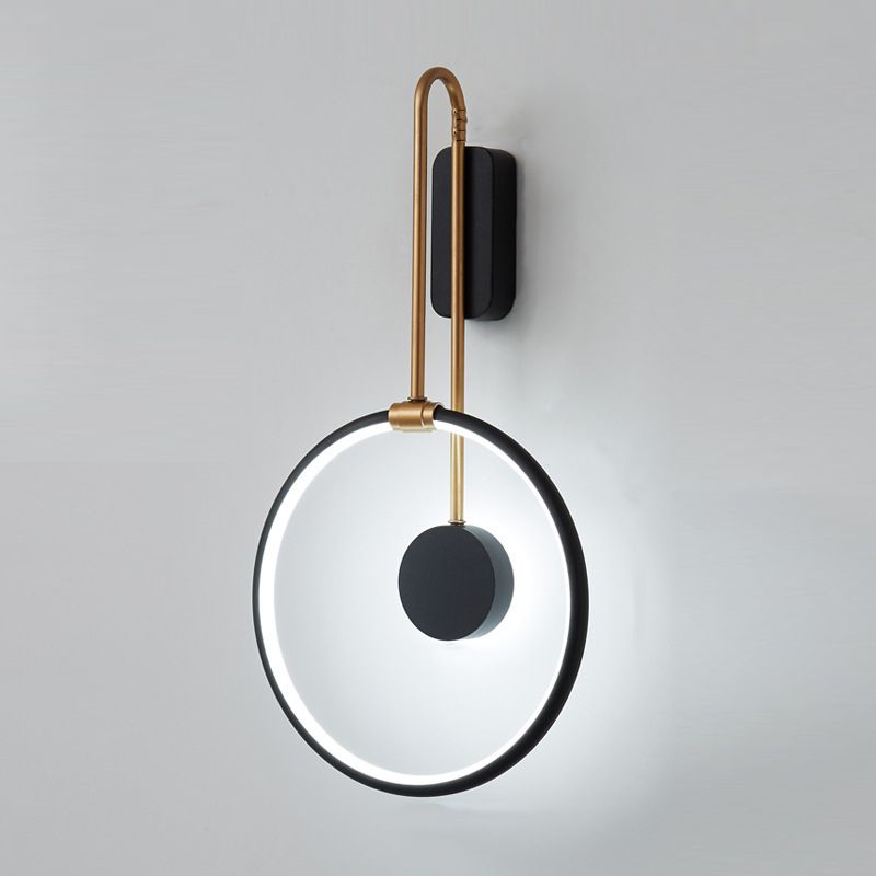 Lámparas de pared redonda de metal estilo moderno 1 accesorios de iluminación de pared de luz