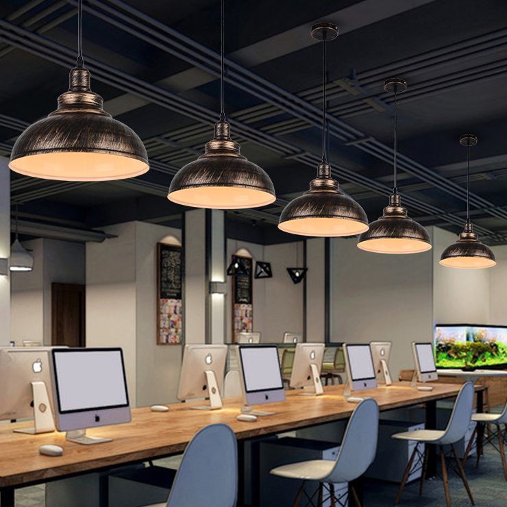 11.8" Wide Dome Hanging Lamp Vintage Industry Style Metal Pendant Light for Bedroom Living Room