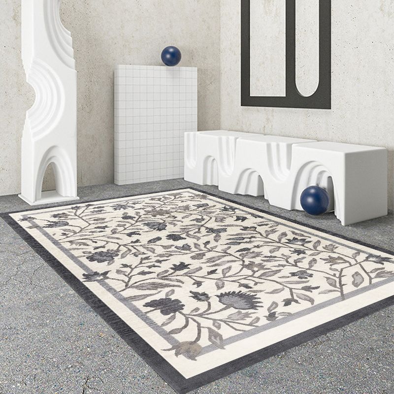 Modern Drawing Room Area Rug Color Block Polyester Area Carpet Non-Slip Backing Area Rug