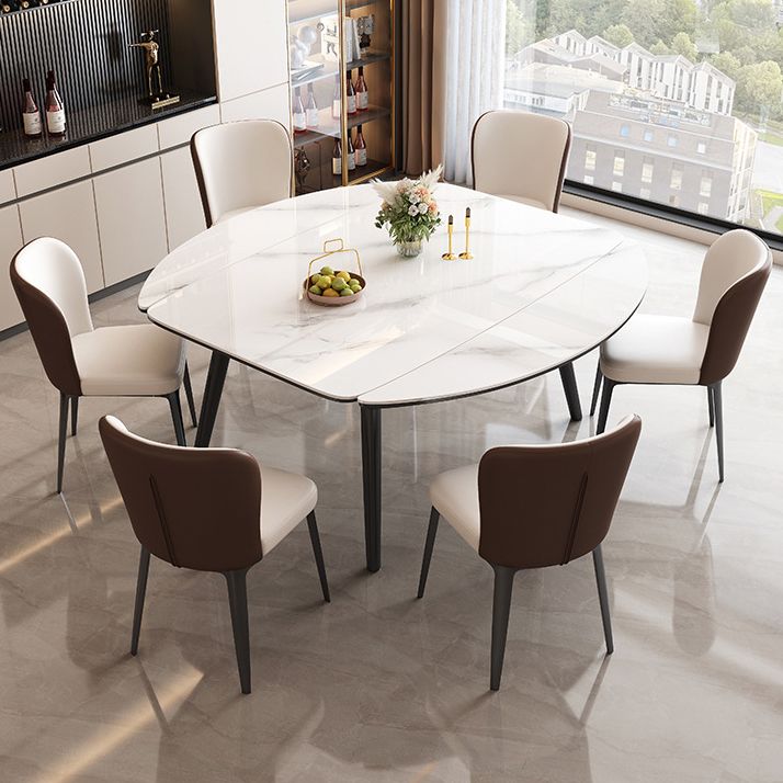 Modern Extendable Stone Dining Table Wood Base Table for Dining Room