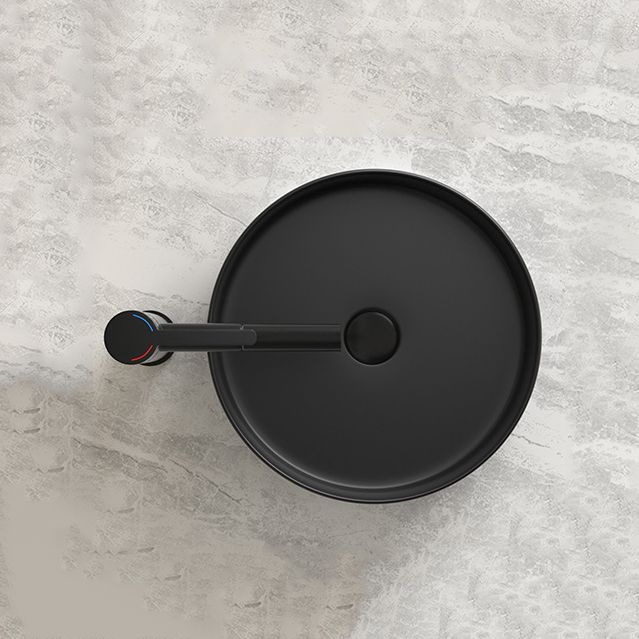 Modern Bathroom Sink Porcelain Pop-Up Drain Round Vessel Lavatory Sink
