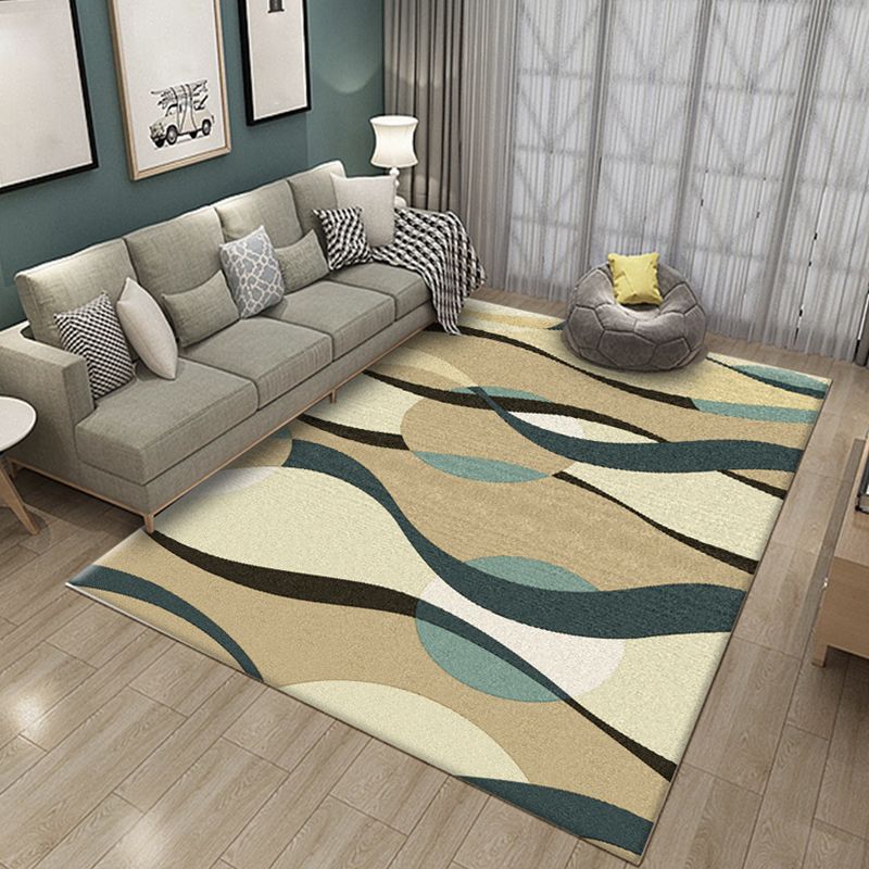 Simple Multi-Color Abstract Rug Synthetics Modern Area Carpet Non-Slip Backing Pet Friendly Rug for Living Room