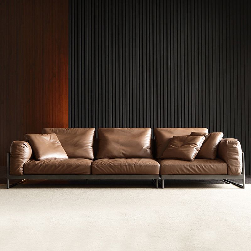 Square Arm Sofa Modern Sofa 38.58" D x 34.64" H Sofa with Pillow