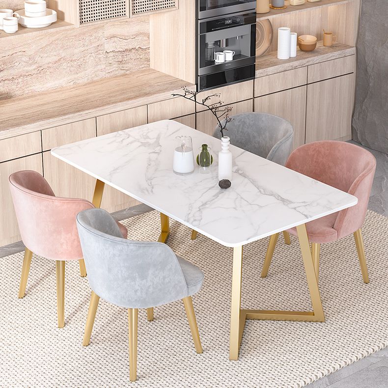 Modern Rectangle Shape White Dining Set Standard Sintered Stone Top Dining Set for Kitchen