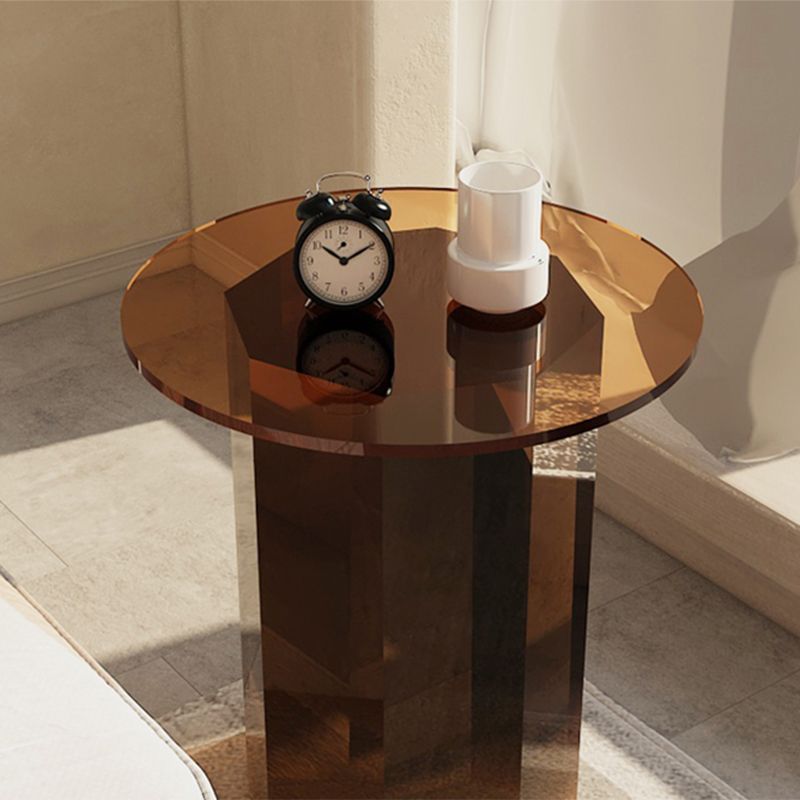 Glam Accent Side Table Living Room Plastic Pedestal Round Corner Table