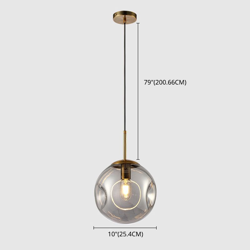 Lámpara de colgación esférica de vidrio con hoyuelos simplicidad de acabado de latón de la cabeza para cenar para cenar