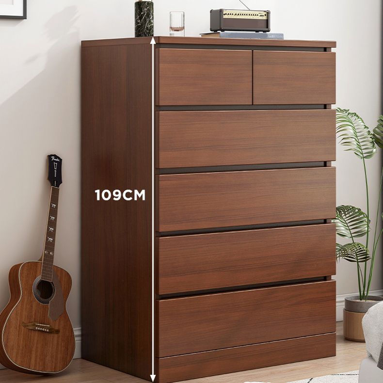 Contemporary Accent Chest with 6 Wooden Drawers Storage Chest