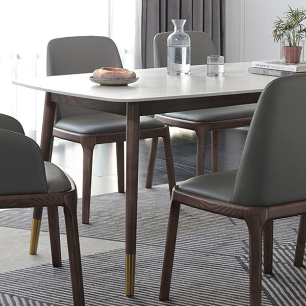 Rectangle 4 Legs Luxury Table White Sintered Stone Top Fixed Table