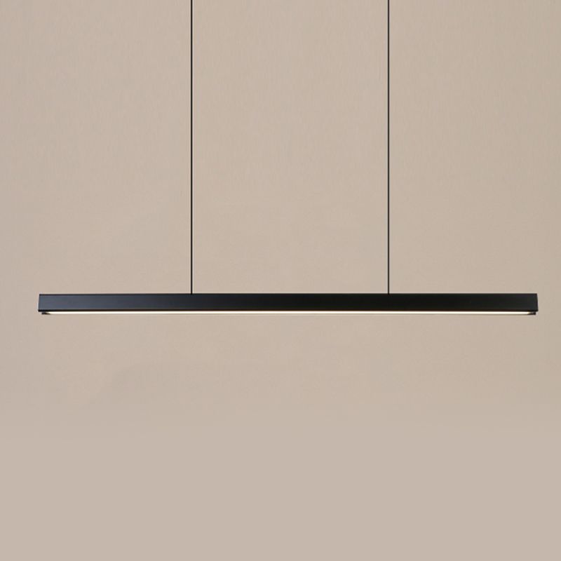 Modern Island Light Metal Straight Island Pendant in Black for Dining Room