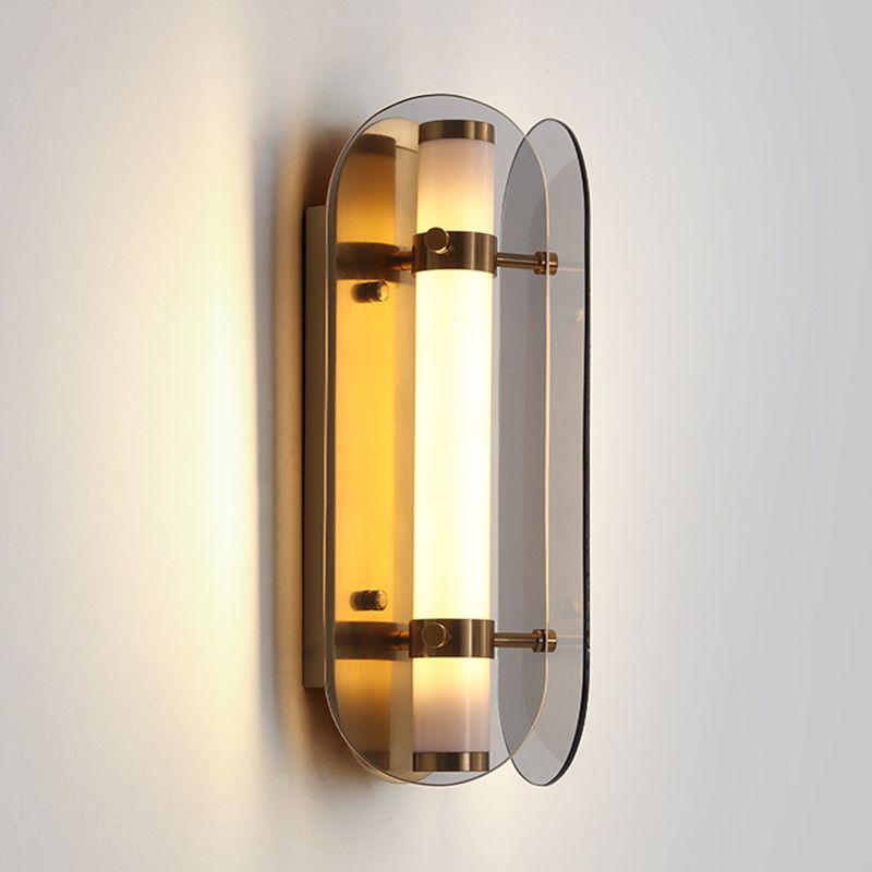 Modern LED Wall Lamp 1-Light Wall Mount Lamp with Glass Shade for Bedroom