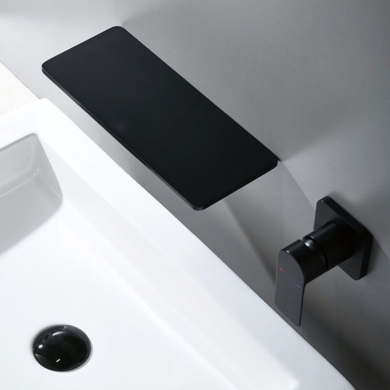Contemporary Wall Mounted Metal Tub Filler Low Arc Waterfall Bathroom Faucet