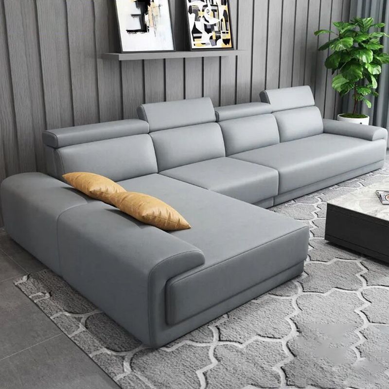 Modern Sectional with Adjustable Head Pillow and Pillow Top Arm