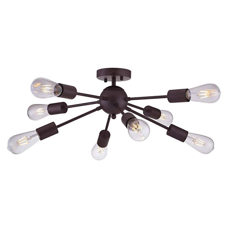 8 Light Ceiling Lighting Retro Iron Sputnik Design Semi Flush Mount Lighting for Living Room