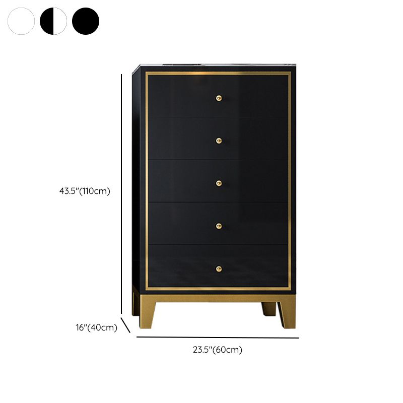 Glam Vertical Bedroom Chest Wooden Storage Chest with Drawers