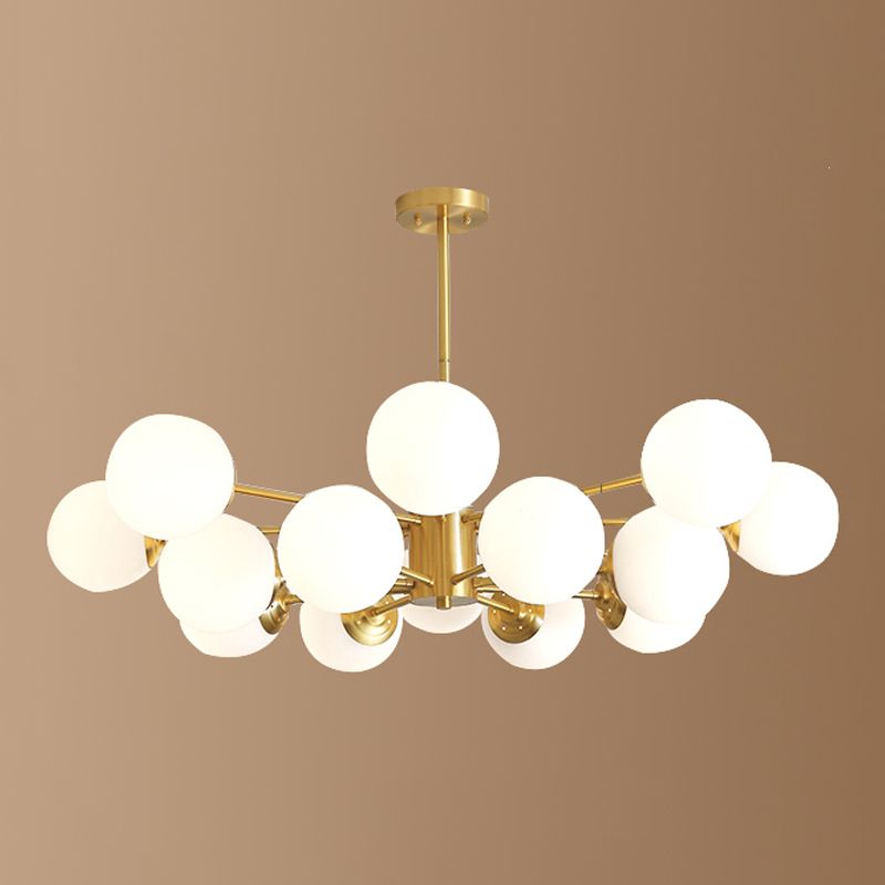 Contemporary Gold Frame Chandelier Light Fixtures Glass Hanging Chandelier for Bedroom