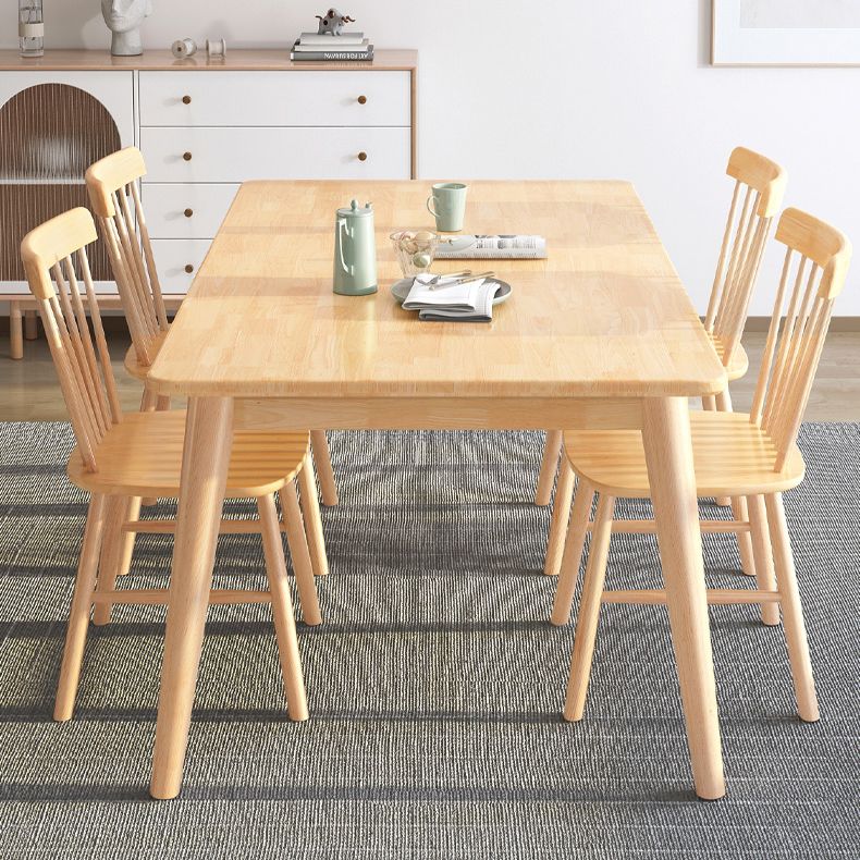 Modern Wood Dining Table Set of 5/7 with Rectangle Table Dining Set with Winsor Chairs