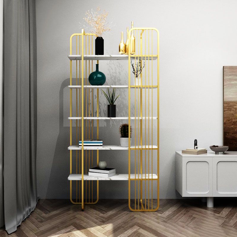 Contemporary Style Bookcase Metal Open Back Etagere Bookshelf for Home Office