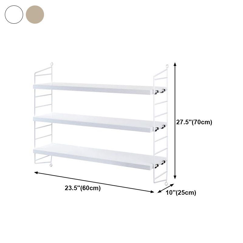 Modern Wall Mounted Bookcase with Solid Wood Rectangular Shelves
