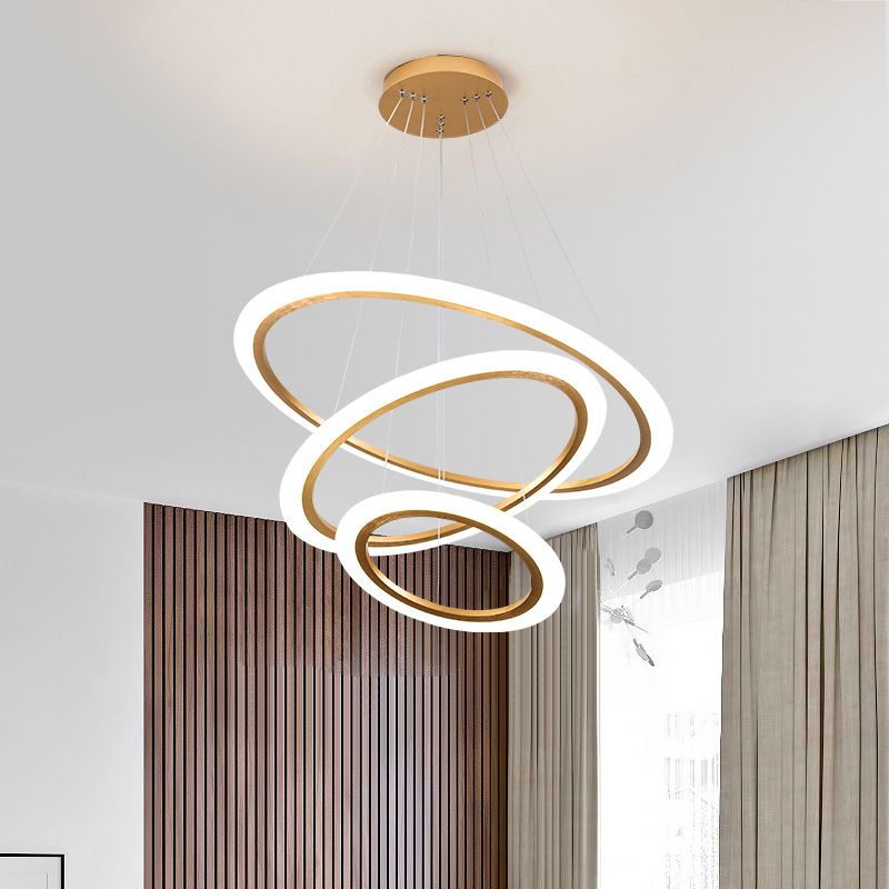 Éclairage de lustre à trois niveaux en or métal