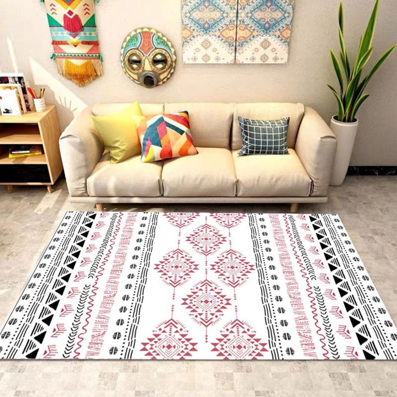 Bohemian Banded Print Rug Polyester Area Carpet Non-Slip Backing Indoor Carpet for Living Room