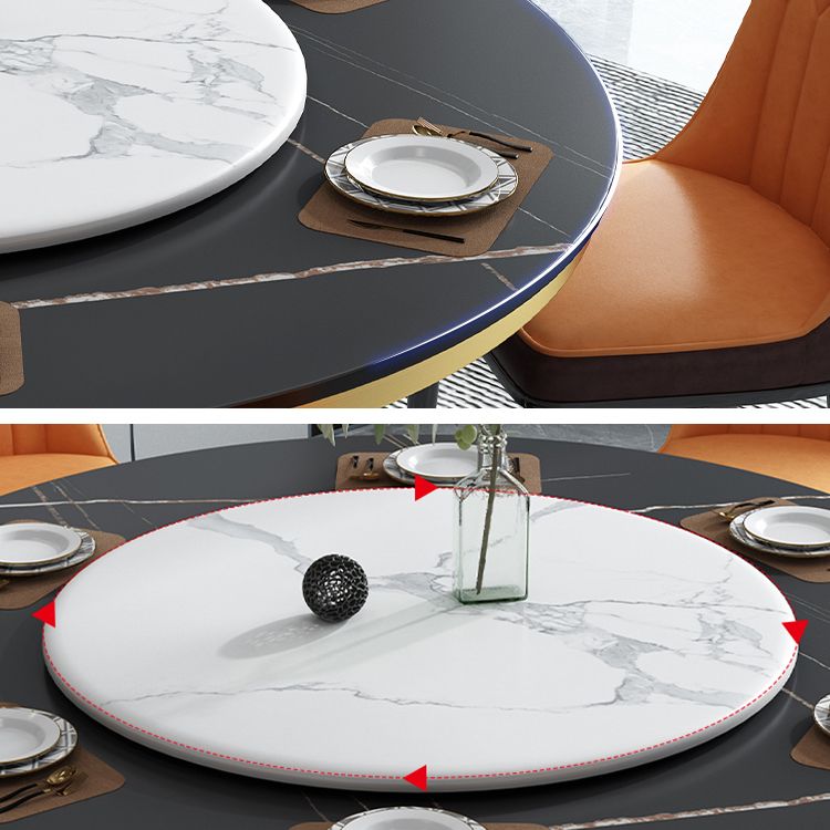 Glam Sintered Stone Top Table Round Kitchen Dining Table with Pedestal Base