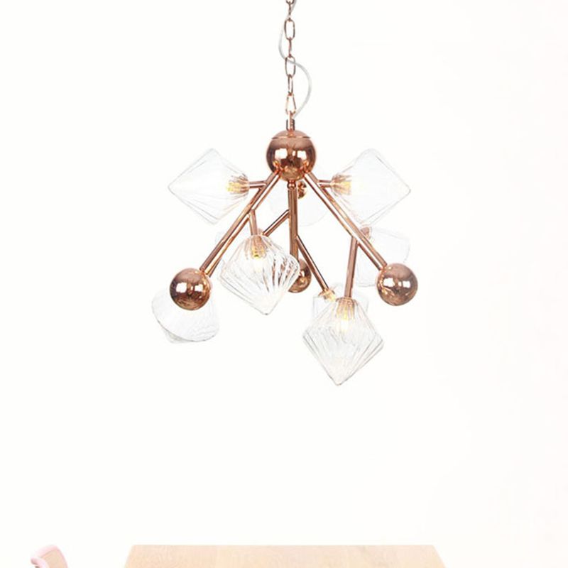 9 LICTES VERRE CIBBED PROSDIER CHANDELIER