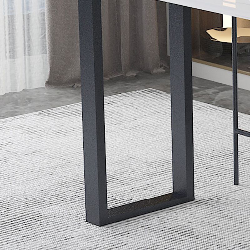 White Stone Rectangle Bar Wine Table Double Pedestal Living Room Bar Dining Table