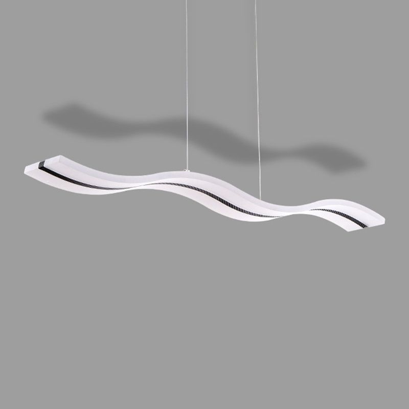Linear Shape Chandelier Lighting Modern Style Acrylic 1 Lights Island Lamp in White