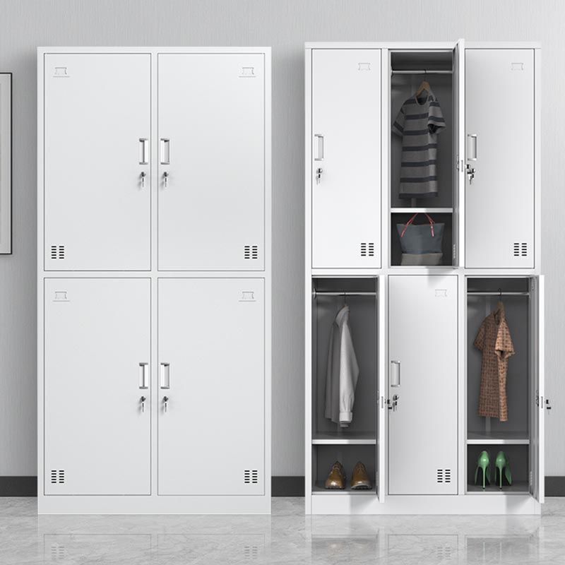 White Steel Cabinet with Hinged Doors Modern Storage Cabinet
