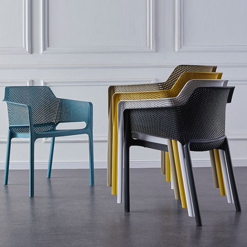 Scandinavische plastic keuken eetkamer leunstoel stoere rugstoel