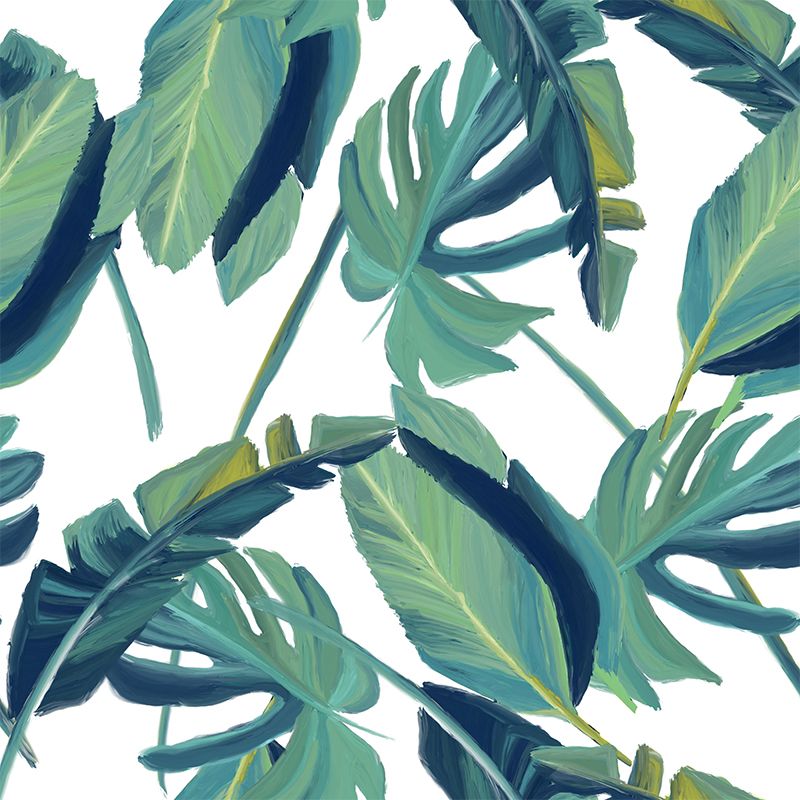 Mildew Resistant Tropical Plant Mural Wallpaper Decorative Wall Art for Room