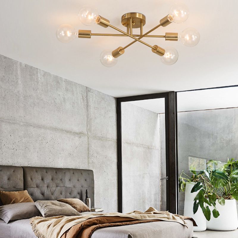 Sputnik Ceiling Lighting Contemporary Semi Flush Mount for Living Room