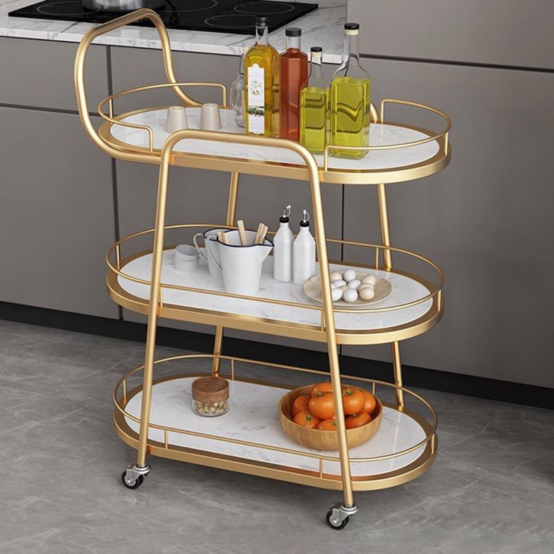 32.28" High Rolling Contemporary Stone Prep Table Wooden Prep Table