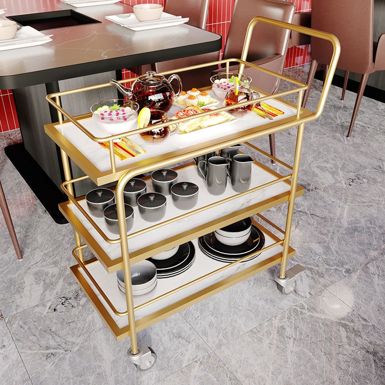 33.86"H Rolling Modern Prep Table Metal Prep Table for Home Use