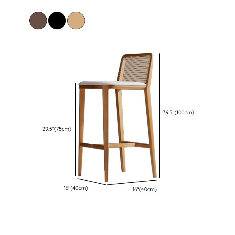 Solid Wood Counter Height Stools with Footrest for Living Room