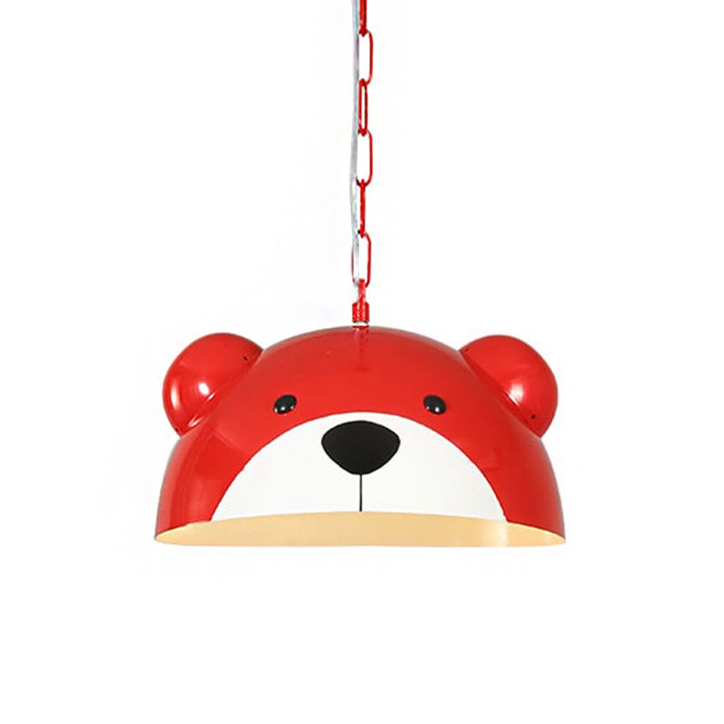 Metallic Dome Pendelleuchte Kinder Kinder 1 hellrot/gelbe hängende Lampe mit Bären Design für Kinder Schlafzimmer