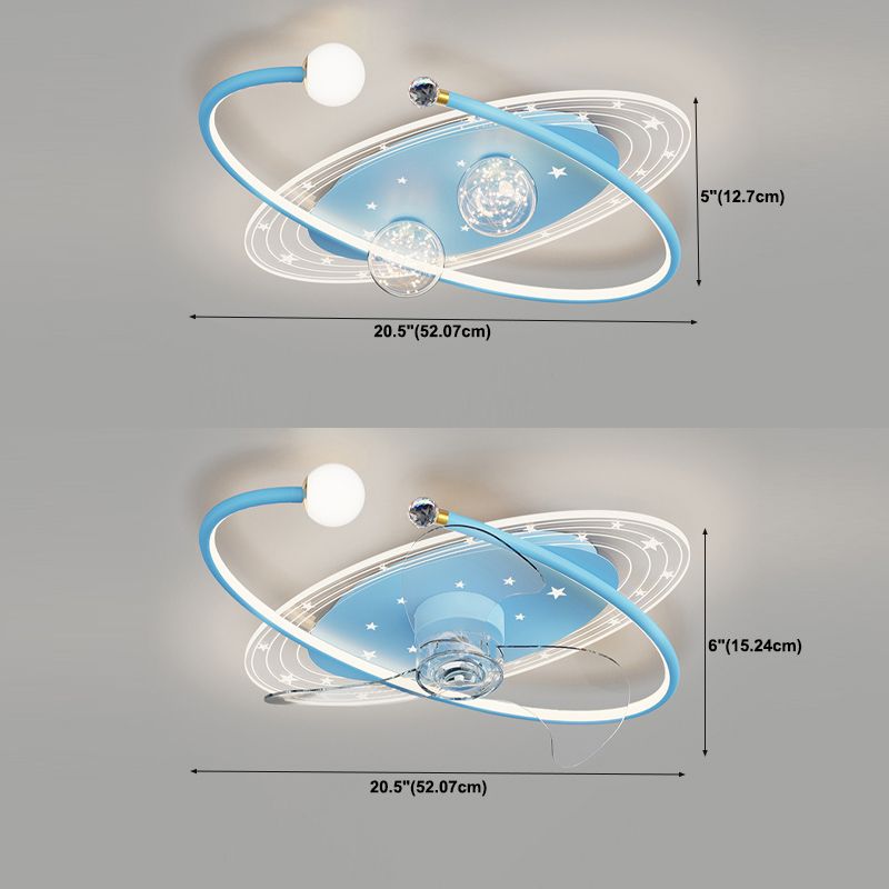 Contemporary Ceiling Fan Light Metal LED Ceiling Fan with Crystal for Children's Room